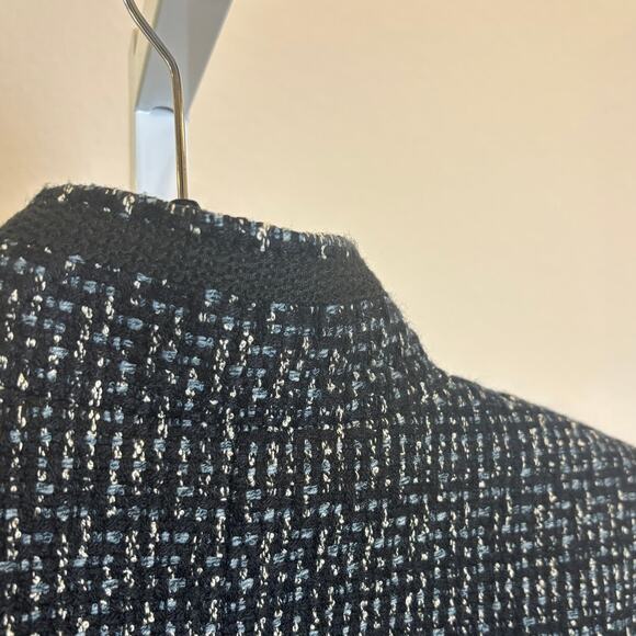 Tahari Tweed Black Womens ASL Arthur S Levine Jacket Zip Academia Classic SZ 12 - Picture 4 of 7